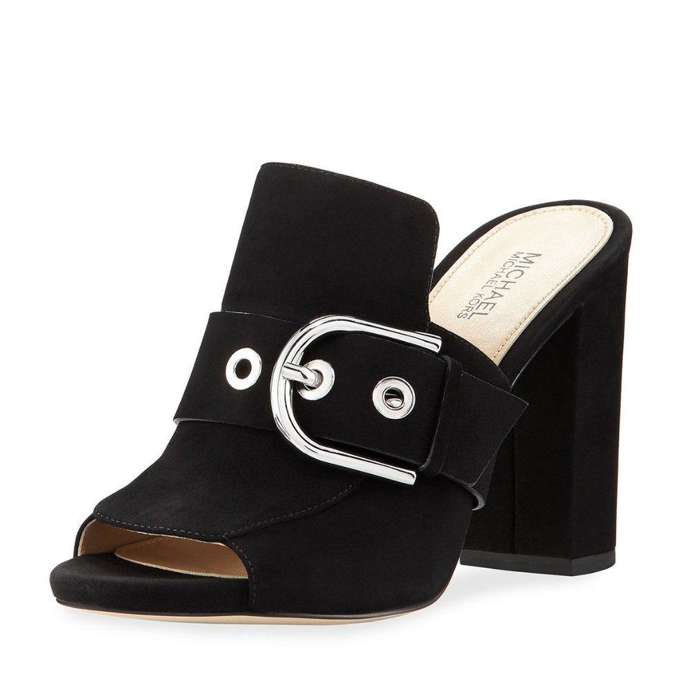 MICHAEL Michael Kors Cooper Suede Slide Mule (7, Black)